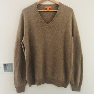 Joe Fresh Men's Tan Solid V-Neck Pullover Sweater Size XL